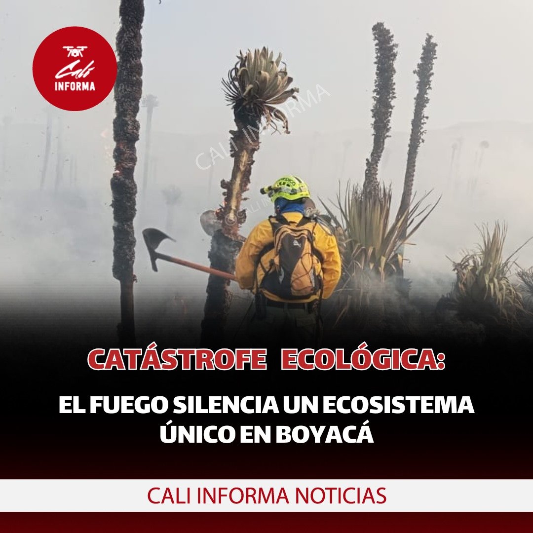 CATÁSTROFE ECOLÓGICA: EL FUEGO SILENCIA UN ECOSISTEMA ÚNICO EN BOYACÁ  Cali Informa Noticias   Un grave incendio forestal consume en este momento parte del páramo La Cortadera, ubicado entre los municipios boyacenses de Pesca, Siachoque y Rondón, las autoridades de Boyacá se encuentran atendiendo el hecho.  La conflagración no solo representa una amenaza para la flora y fauna del ecosistema, sino que pone en peligro crítico de extinción a la Espeletia tibamoensis, una especie de frailejón única en el mundo que habita exclusivamente en este páramo.  Las autoridades ambientales, conscientes de la importancia de los frailejones en la regulación hídrica y la mitigación del cambio climático, han solicitado apoyo aéreo para controlar la emergencia y evaluar los daños.  La situación es crítica debido a la singularidad de la especie amenazada y el rol crucial que juegan los frailejones en el ecosistema.